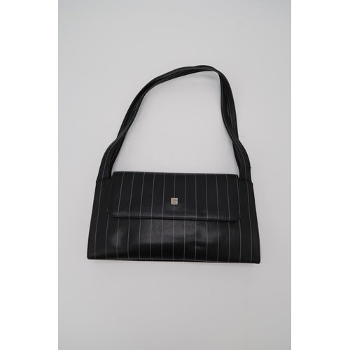 2572A - A GIANNI VERSACE BLACK LEATHER PINSTRIPE BAGwith dust bag, length 30cm x height 15cm x width 5cm, wi... 