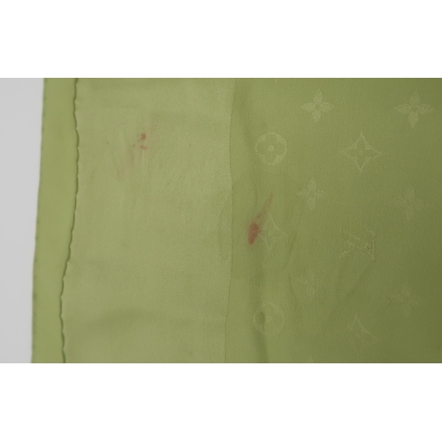 2587 - A LOUIS VUITTON M71139 MONACO PISTACHE SILK SCARFwith original receipt, 86 x 86cm, together with an ... 