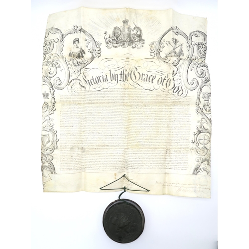 2592 - TWO VICTORIAN GRANTS OF PATENTOn vellum, each suspending Great Wax Seal, dated 1852 and 1853 respect... 