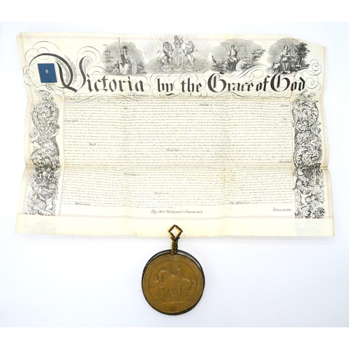 2592 - TWO VICTORIAN GRANTS OF PATENTOn vellum, each suspending Great Wax Seal, dated 1852 and 1853 respect... 