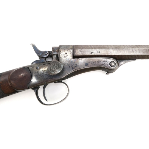 2621 - A NEEDLE-FIRE BREAK-BARREL RIFLE The browned steel octagonal barrel with Birmingham proof marks to u... 