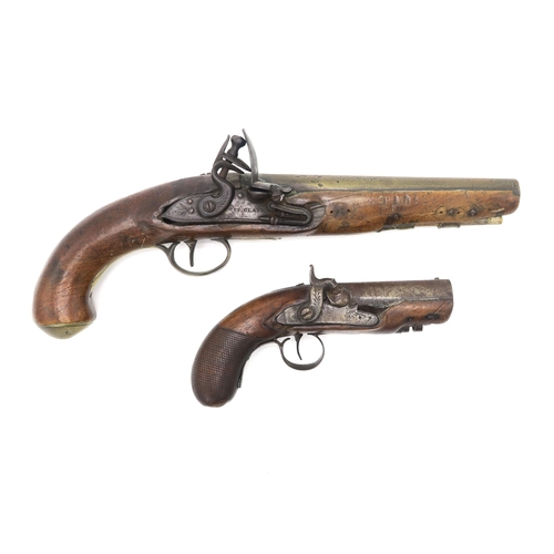 2623 - AN EARLY-19th CENTURY FLINTLOCK PISTOL BY R.S. CLARKThe cylindrical brass barrel engraved 