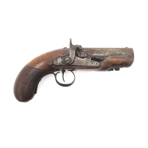 2623 - AN EARLY-19th CENTURY FLINTLOCK PISTOL BY R.S. CLARKThe cylindrical brass barrel engraved 