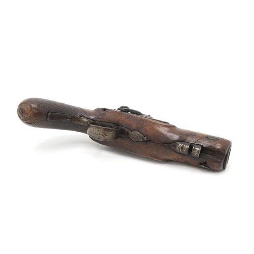 2623 - AN EARLY-19th CENTURY FLINTLOCK PISTOL BY R.S. CLARKThe cylindrical brass barrel engraved 