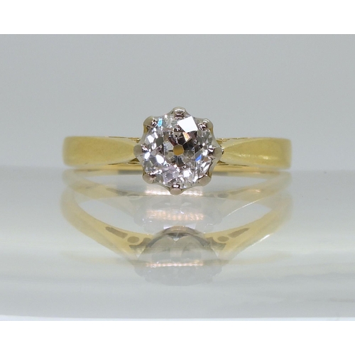 2706 - AN OLD CUT DIAMOND SOLITAIREthe 18ct yellow and white gold mount with classic crown setting, holding... 