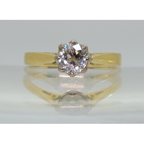 2706 - AN OLD CUT DIAMOND SOLITAIREthe 18ct yellow and white gold mount with classic crown setting, holding... 