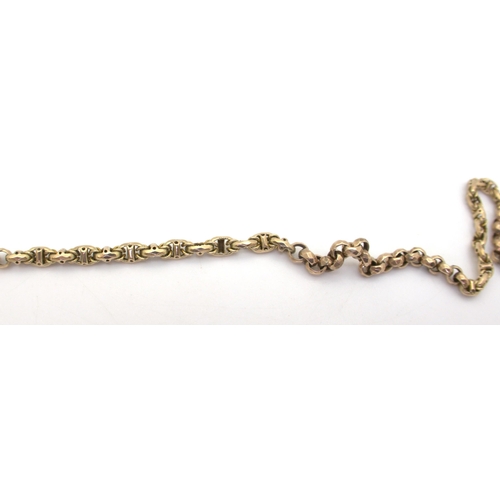 2711 - A FANCY GUARD CHAIN AND SEALthe clasp of the fancy link guard chain bears 9ct hallmarks the chain ha... 