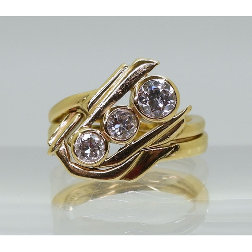 2725 - AN 18CT RETRO DIAMOND RING SETdesigned and made by The Ringmaker Edinburgh, circa 1997, the sculptur... 