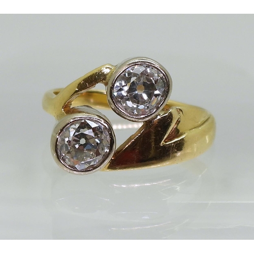 2726 - A SUBSTANTIAL TWIN STONE RINGmade and designed by The Ringmaker, hallmarked Edinburgh 1996, and set ... 