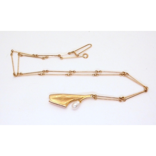 2745 - 14K GOLD LAPPONIA SUITEcomprising of clip-on earrings, of abstract form, length 1.5cm, circa 1989. W... 