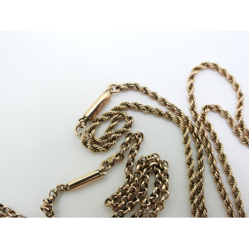 2850 - TWO VINTAGE CHAINSa 9ct rope chain with soldered on '9c' tag, length 44cm, and a 9ct belcher chain w... 