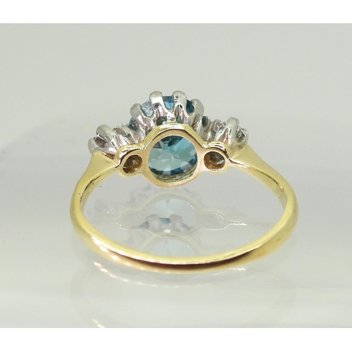 2853 - BLUE ZIRCON & DIAMOND RINGthe mount in 18ct yellow and white gold, set with a 7.6mm x 7mm x 4.6m... 