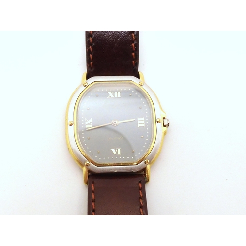 2901 - AN 18CT GOLD EBEL QUARTZ With bi colour gold case, grey dial with gold dot and Roman numerals, with ... 