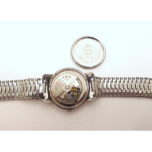 2907 - A LONGINES FLAGSHIP AUTOMATICwith silvered dial with silver coloured baton and Arabic quarters numer... 