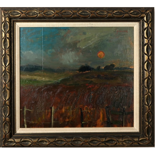 2974 - GEOFFREY SQUIRE ARSA RSW RGI (1923-2012)EARLY MORNING SUN, FIFEOil on panel, signed upper right, 32.... 