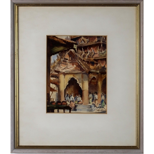 2979 - ASIAN SCHOOL (20thC)MARKET AND TEMPLEWatercolour, signed indistinctly and dated 1937, 12.5 x 17cm (5... 