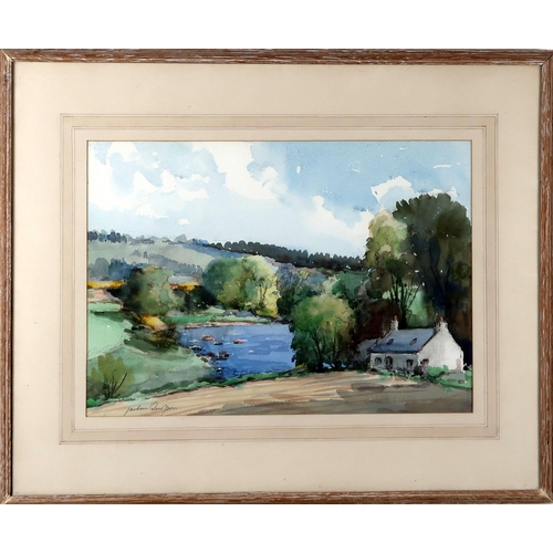 2980 - JACKSON SIMPSON (SCOTTISH 20thC)ABERDEENSHIRE RIVERWatercolour, signed lower left, 26 x 36cm (10.25 ... 