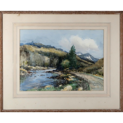 2980 - JACKSON SIMPSON (SCOTTISH 20thC)ABERDEENSHIRE RIVERWatercolour, signed lower left, 26 x 36cm (10.25 ... 