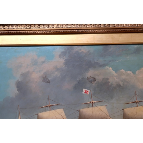 2982 - A*M* c1900SHIP PORTRAIT OF THE 'EUPHRATES' AT FULL SAILOil on canvas, signed with monogram lower lef... 