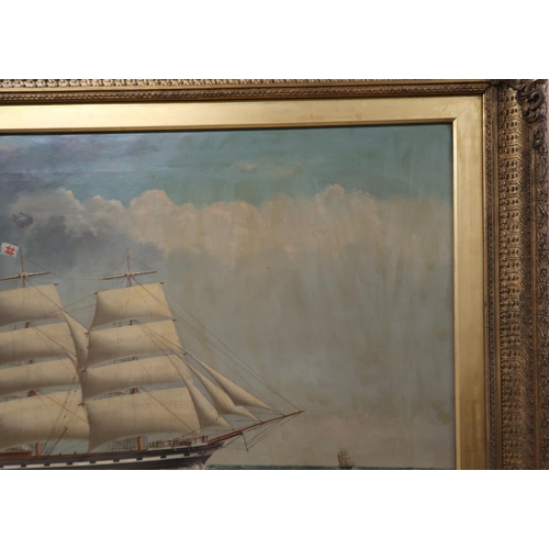 2982 - A*M* c1900SHIP PORTRAIT OF THE 'EUPHRATES' AT FULL SAILOil on canvas, signed with monogram lower lef... 