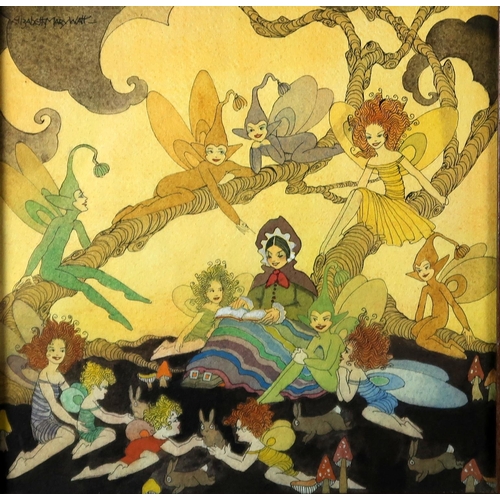 2984 - ELIZABETH MARY WATT (SCOTTISH 1886-1954)FAIRIES' STORYTIME Ink and watercolour, signed upper left, 2... 