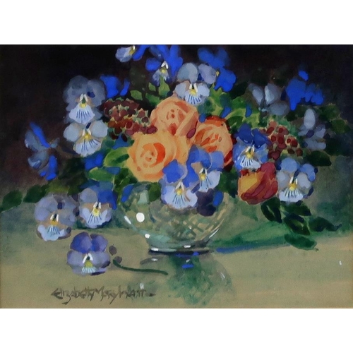 2987 - ELIZABETH MARY WATT (SCOTTISH 1886-1954)MIXED BLOOMSWatercolour, signed lower left, 12 x 16cm (4.75 ... 