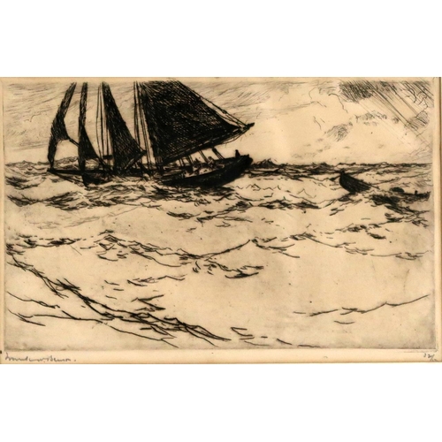 3009 - FRANK WESTON BENSON (AMERICAN 1862-1951)THE SEINER (1915)Drypoint etching, signed in pencil, numbere... 