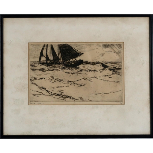 3009 - FRANK WESTON BENSON (AMERICAN 1862-1951)THE SEINER (1915)Drypoint etching, signed in pencil, numbere... 