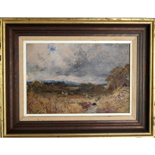 3026 - * BALFOUR (20thC)LANDSCAPE WITH FIGUREOil on board, 16 x 23.5cm (6 x 9.25