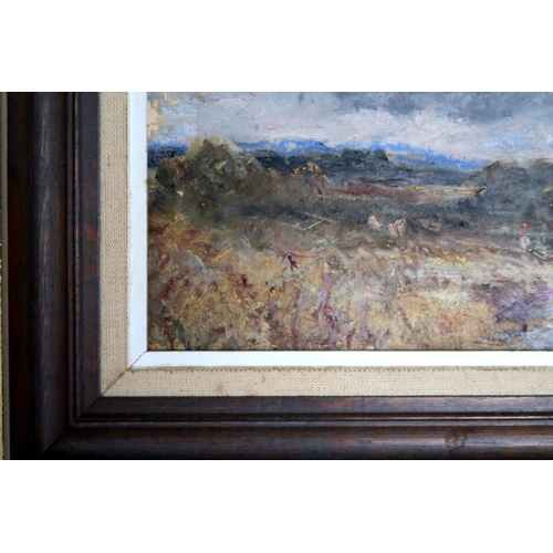 3026 - * BALFOUR (20thC)LANDSCAPE WITH FIGUREOil on board, 16 x 23.5cm (6 x 9.25