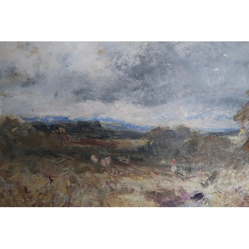 3026 - * BALFOUR (20thC)LANDSCAPE WITH FIGUREOil on board, 16 x 23.5cm (6 x 9.25