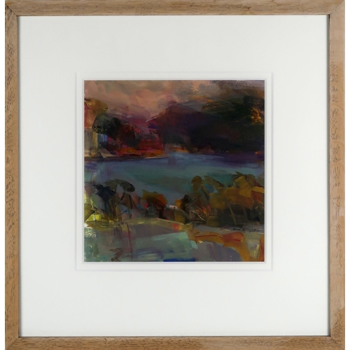 3044 - ALMA WOLFSON (SCOTTISH b.1942)HEAVY WEATHER LOCH LONGAcrylic, signed lower right, 24 x 24cm (9.5 x 9... 