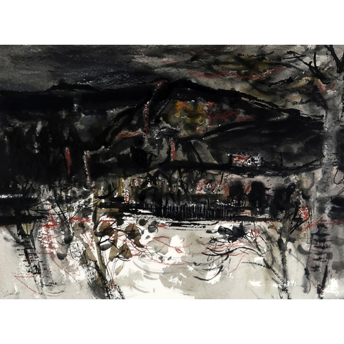 3046 - ARCHIE SUTTER WATT RSW (SCOTTISH 1915-2005)LANDSCAPEMixed media on paper, signed lower left, dated (... 