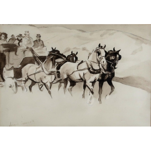 3049 - MANNER OF JOSEPH CRAWHALL RSW (SCOTTISH 1861-1913)COACH AND FOURInk and wash, bears signature lower ... 