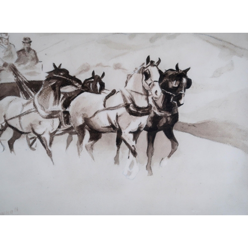 3049 - MANNER OF JOSEPH CRAWHALL RSW (SCOTTISH 1861-1913)COACH AND FOURInk and wash, bears signature lower ... 