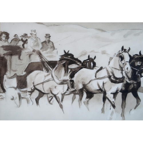 3049 - MANNER OF JOSEPH CRAWHALL RSW (SCOTTISH 1861-1913)COACH AND FOURInk and wash, bears signature lower ... 