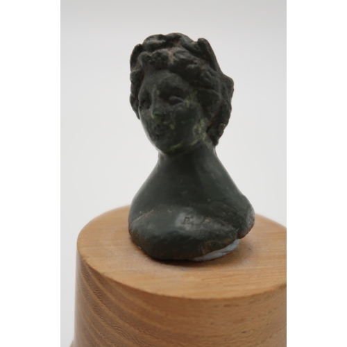 2364A - ROMAN BRONZE MINIATURE BUST OF A WOMAN 4cm high,miniature bronze goat, 2.5cm high,miniature bronze p... 