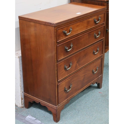 1 - A 19th century mahogany chest of drawers with four graduating drawers with cast brass drawer pulls o... 