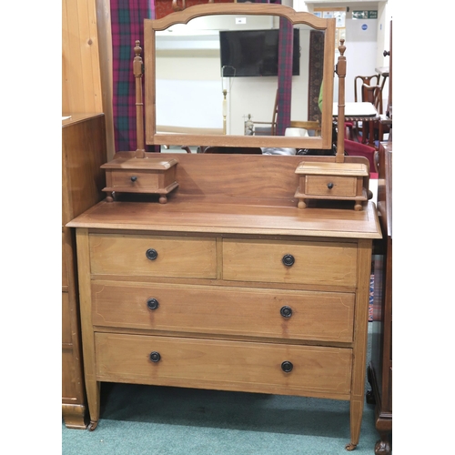 46 - A lot comprising mirror backed dressing chest, 155cm high x 107cm wide x 48cm deep and mahogany bure... 