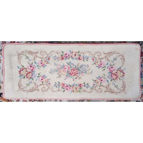 54 - A Victorian floral tapestry upholstered piano stool on square tapering supports, 45cm high x 92cm wi... 