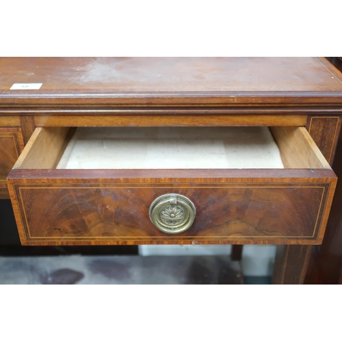 58 - A late Victorian mahogany buffet table with two drawers on square tapering supports joined by lower ... 