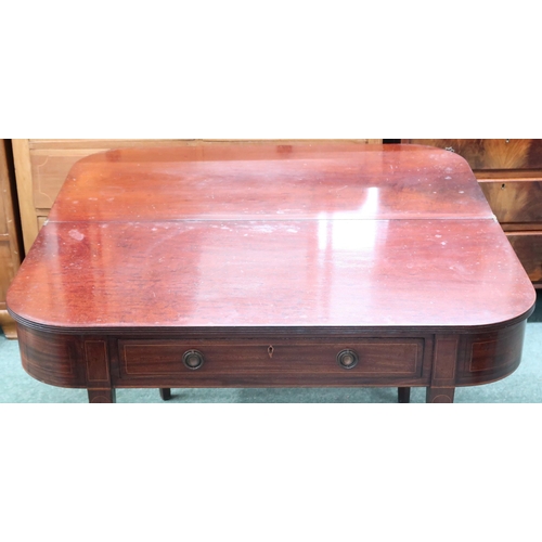 60 - A Victorian mahogany fold over tea table with single drawer on square tapering supports, 67cm high x... 