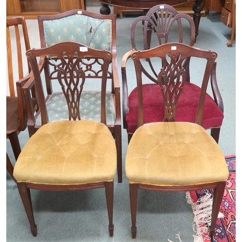 71 - A lot comprising pair of Victorian dining chairs and two assorted carver chairs (4)