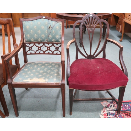 71 - A lot comprising pair of Victorian dining chairs and two assorted carver chairs (4)