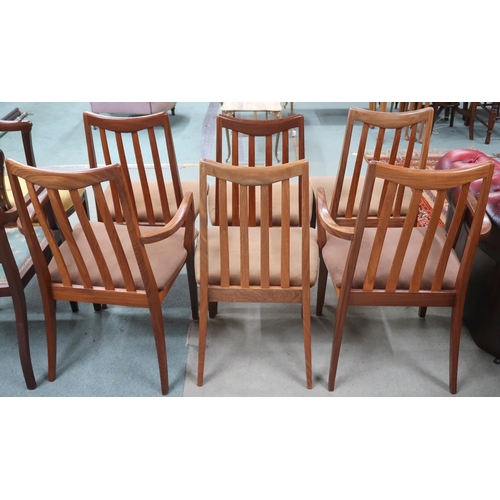 72 - A set of six mid 20th century teak framed G Plan rail back dining chairs, 90cm high (6) 