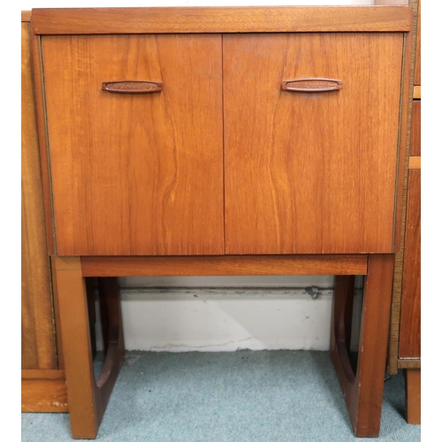 78 - A mid 20th century teak Remploy record cabinet with two doors on shaped supports, 78cm high x 60cm w... 