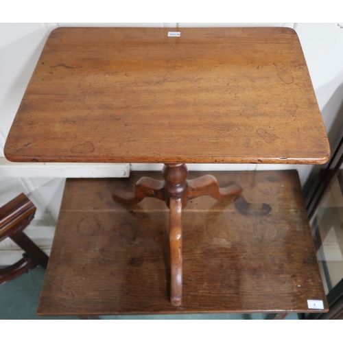 8 - A 19th century oak low boy style table with central drawer flanked by single drawer over shaped apro... 