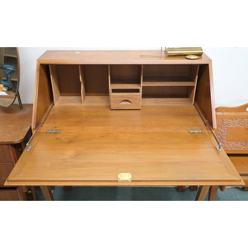 87 - A lot comprising 20th century Oriental hardwood bureau, Oriental hardwood occasional table, folding ... 