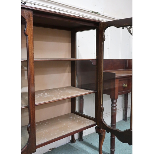 9 - An early 20th century mahogany glazed display cabinet with pair of glazed doors on cabriole supports... 