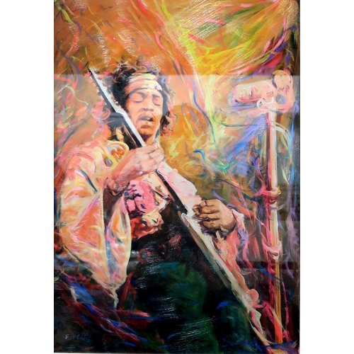 1001 - FRANK MCFADDEN (SCOTTISH b.1972)JIMI HENDRIXOil on board, signed lower left, 58 x 41cm... 